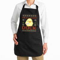 IM A Lucky Duck Ugly Christmas Funny Duck With Knife Meme Apron