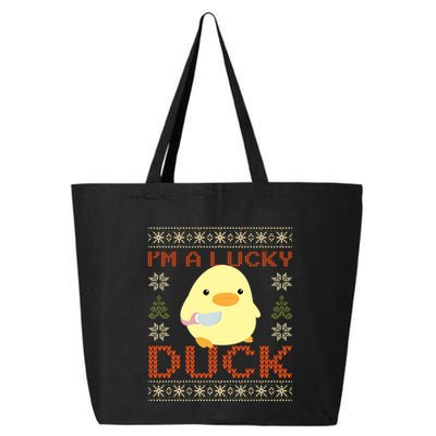 IM A Lucky Duck Ugly Christmas Funny Duck With Knife Meme 25L Jumbo Tote