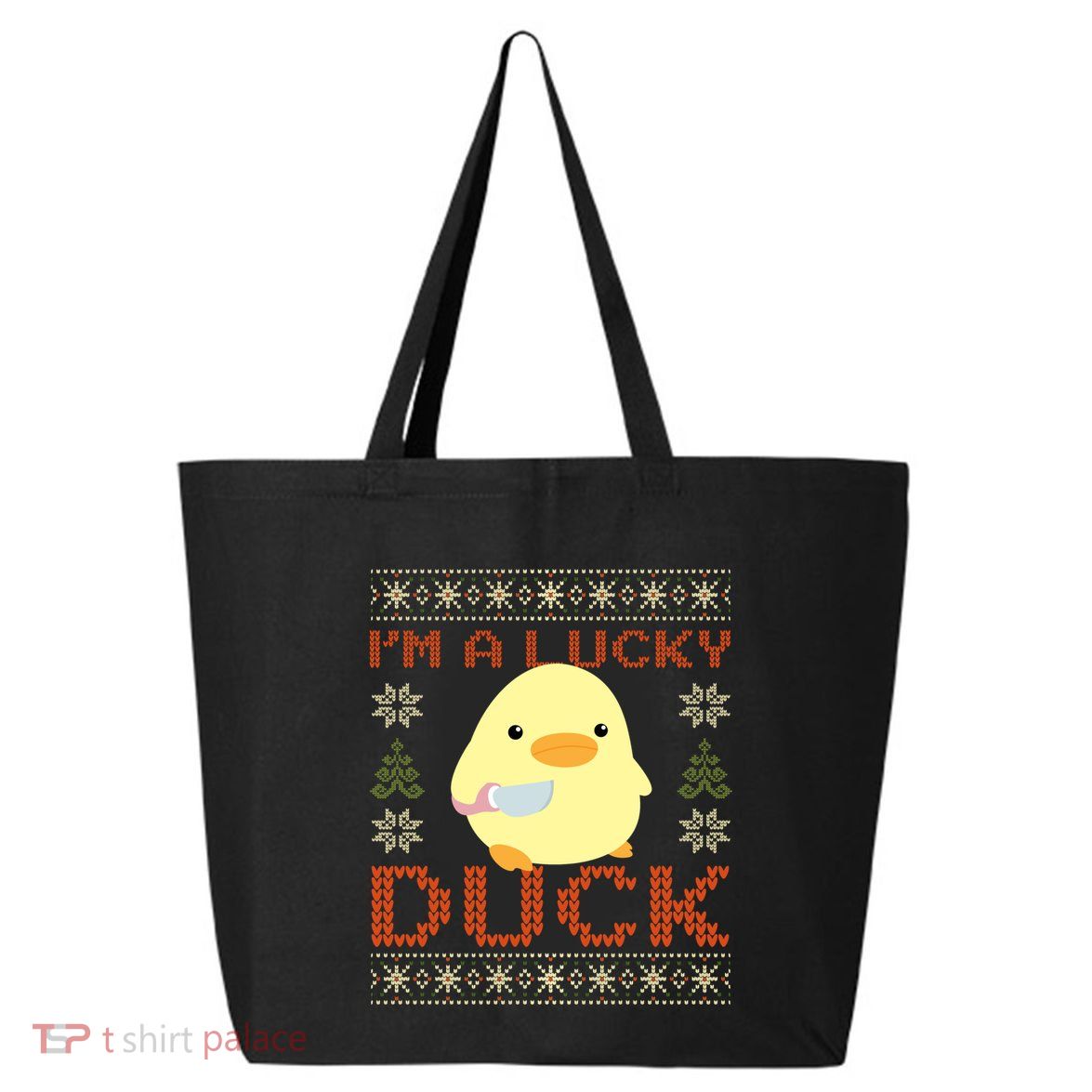 IM A Lucky Duck Ugly Christmas Funny Duck With Knife Meme 25L Jumbo Tote
