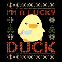IM A Lucky Duck Ugly Christmas Funny Duck With Knife Meme Pom Pom 12in Knit Beanie