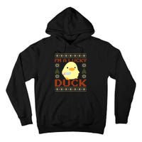 IM A Lucky Duck Ugly Christmas Funny Duck With Knife Meme Tall Hoodie