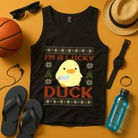 IM A Lucky Duck Ugly Christmas Funny Duck With Knife Meme Tank Top