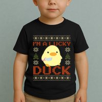 IM A Lucky Duck Ugly Christmas Funny Duck With Knife Meme Toddler T-Shirt