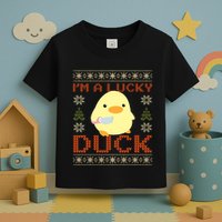 IM A Lucky Duck Ugly Christmas Funny Duck With Knife Meme Toddler T-Shirt