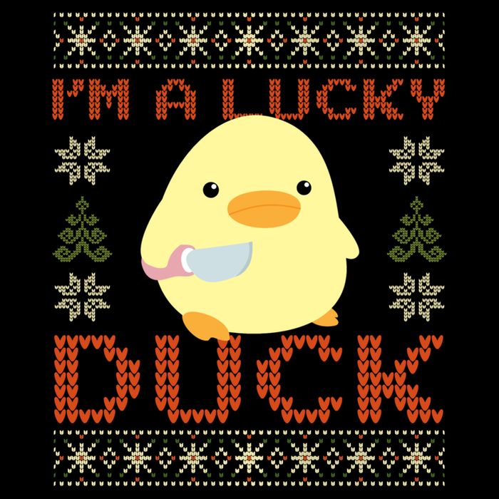 IM A Lucky Duck Ugly Christmas Funny Duck With Knife Meme Toddler T-Shirt