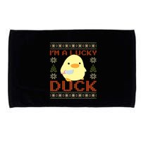 IM A Lucky Duck Ugly Christmas Funny Duck With Knife Meme Microfiber Hand Towel