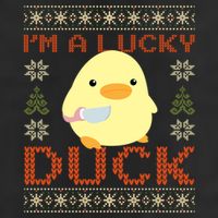 IM A Lucky Duck Ugly Christmas Funny Duck With Knife Meme Microfiber Hand Towel