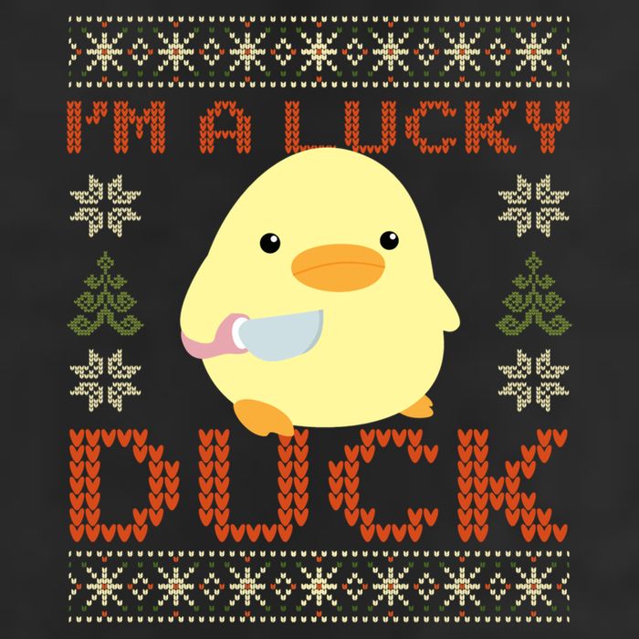 IM A Lucky Duck Ugly Christmas Funny Duck With Knife Meme Microfiber Hand Towel