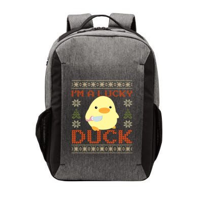 IM A Lucky Duck Ugly Christmas Funny Duck With Knife Meme Vector Backpack