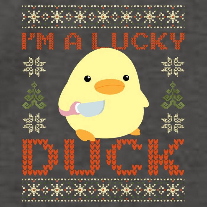 IM A Lucky Duck Ugly Christmas Funny Duck With Knife Meme Vector Backpack