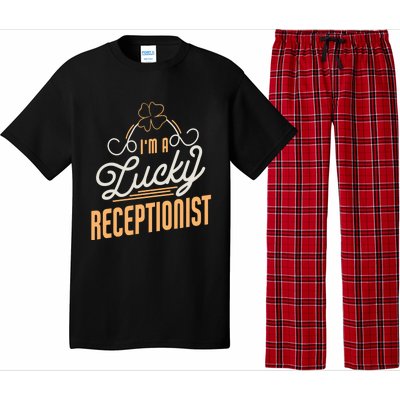 Im A Lucky Receptionist St Patricks Day Receptionist Gift Pajama Set