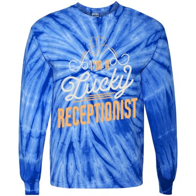 Im A Lucky Receptionist St Patricks Day Receptionist Gift Tie-Dye Long Sleeve Shirt