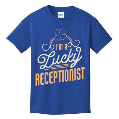 Im A Lucky Receptionist St Patricks Day Receptionist Gift Kids T-Shirt