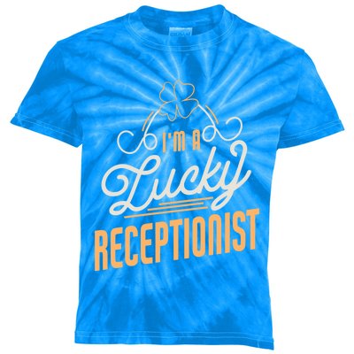 Im A Lucky Receptionist St Patricks Day Receptionist Gift Kids Tie-Dye T-Shirt