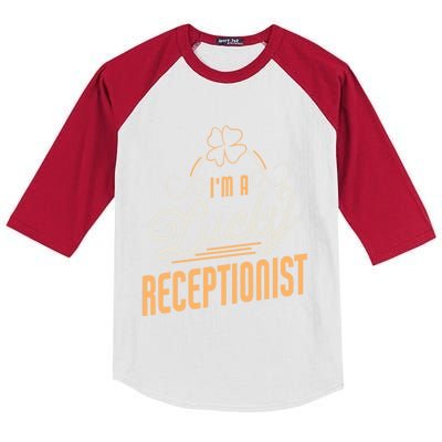 Im A Lucky Receptionist St Patricks Day Receptionist Gift Kids Colorblock Raglan Jersey