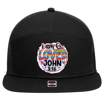 I Am Loved John 3:16 7 Panel Mesh Trucker Snapback Hat