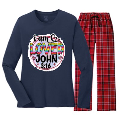 I Am Loved John 3:16 Women's Long Sleeve Flannel Pajama Set 