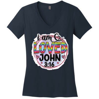 I Am Loved John 3:16 Women's V-Neck T-Shirt