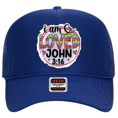 I Am Loved John 3:16 High Crown Mesh Back Trucker Hat