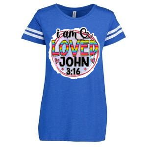 I Am Loved John 3:16 Enza Ladies Jersey Football T-Shirt