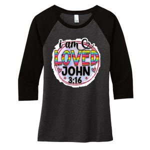 I Am Loved John 3:16 Women's Tri-Blend 3/4-Sleeve Raglan Shirt