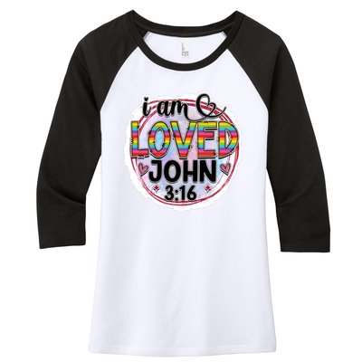 I Am Loved John 3:16 Women's Tri-Blend 3/4-Sleeve Raglan Shirt