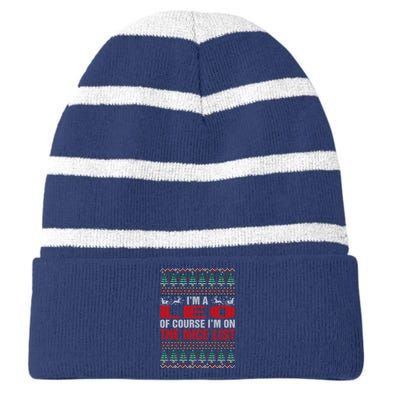 Im A Leo Ugly Christmas Striped Beanie with Solid Band