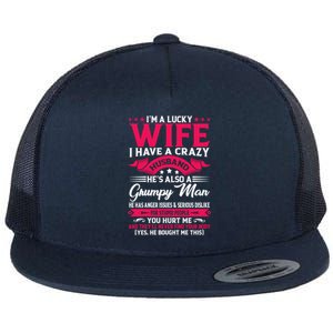 I'm A Lucky Wife I Have A Husband Funny Family Humor Wife Cute Gift Flat Bill Trucker Hat