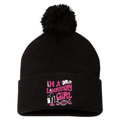 I Am Laboratory Girl Lab Week 2024 Pom Pom 12in Knit Beanie