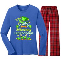 I'm A Lucky Attorney St Patrick's Leprechaun Costume Gift Women's Long Sleeve Flannel Pajama Set 