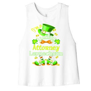 I'm A Lucky Attorney St Patrick's Leprechaun Costume Gift Women's Racerback Cropped Tank