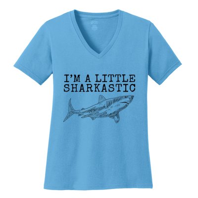 Im A Little Sharkastic Funny Shark Sarcastic Women's V-Neck T-Shirt