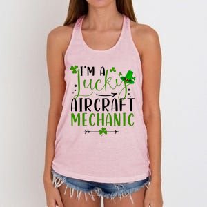 I'm A Lucky Aircraft Mechanic Matching St Patricks Day Gift Women's Knotted Racerback Tank