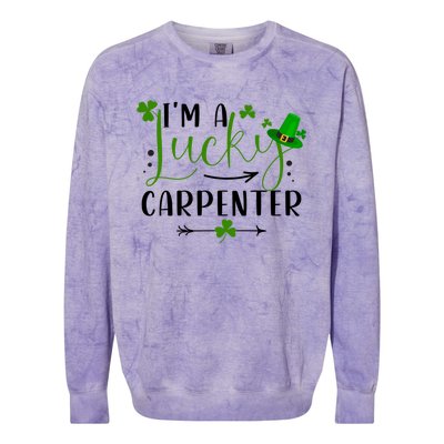 I'm A Lucky Carpenter Funny Matching Family St Patricks Day Funny Gift Colorblast Crewneck Sweatshirt