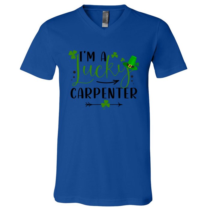 I'm A Lucky Carpenter Funny Matching Family St Patricks Day Funny Gift V-Neck T-Shirt