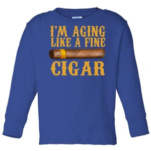 Im Aging Like A Fine Cigar Funny Fathers Day Dad Gift Idea Gift Toddler Long Sleeve Shirt