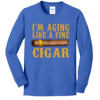 Im Aging Like A Fine Cigar Funny Fathers Day Dad Gift Idea Gift Kids Long Sleeve Shirt