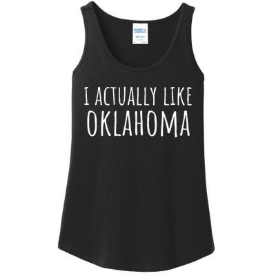 I ACTUALLY LIKE OKLAHOMA Funny American State Ladies Essential Tank