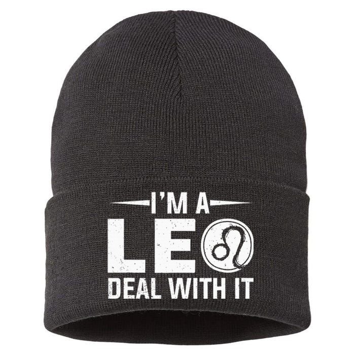 IM A Leo Deal With It Astrology Birthday Zodiac Sustainable Knit Beanie