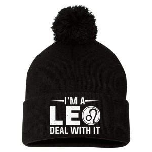 IM A Leo Deal With It Astrology Birthday Zodiac Pom Pom 12in Knit Beanie