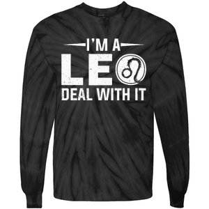 IM A Leo Deal With It Astrology Birthday Zodiac Tie-Dye Long Sleeve Shirt