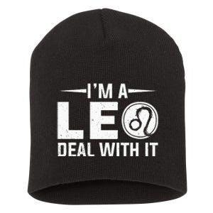 IM A Leo Deal With It Astrology Birthday Zodiac Short Acrylic Beanie