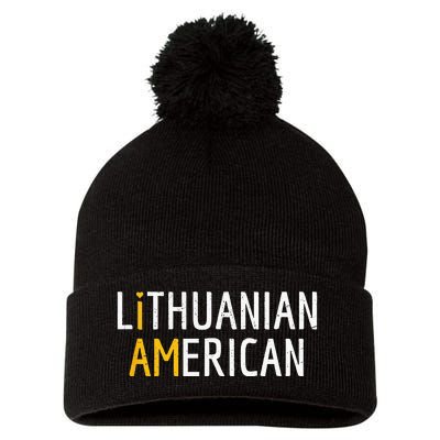 I Am Lithuanian American Lithuania And America Pride Pom Pom 12in Knit Beanie