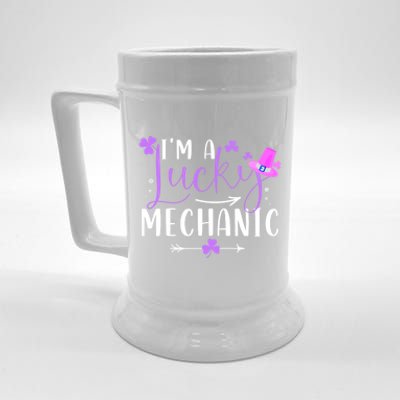 I'm A Lucky Mechanic Funny Matching Family St Patricks Day Gift Beer Stein