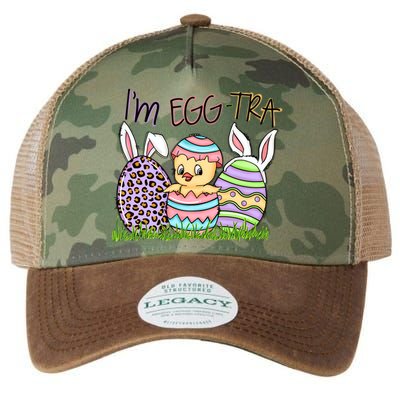 I’m A Little Eggstra Funny Easter Bunny Cute Easter Day Legacy Tie Dye Trucker Hat