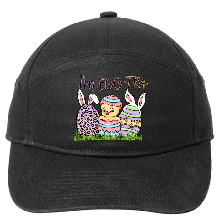I’m A Little Eggstra Funny Easter Bunny Cute Easter Day 7-Panel Snapback Hat