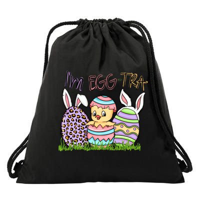 I’m A Little Eggstra Funny Easter Bunny Cute Easter Day Drawstring Bag