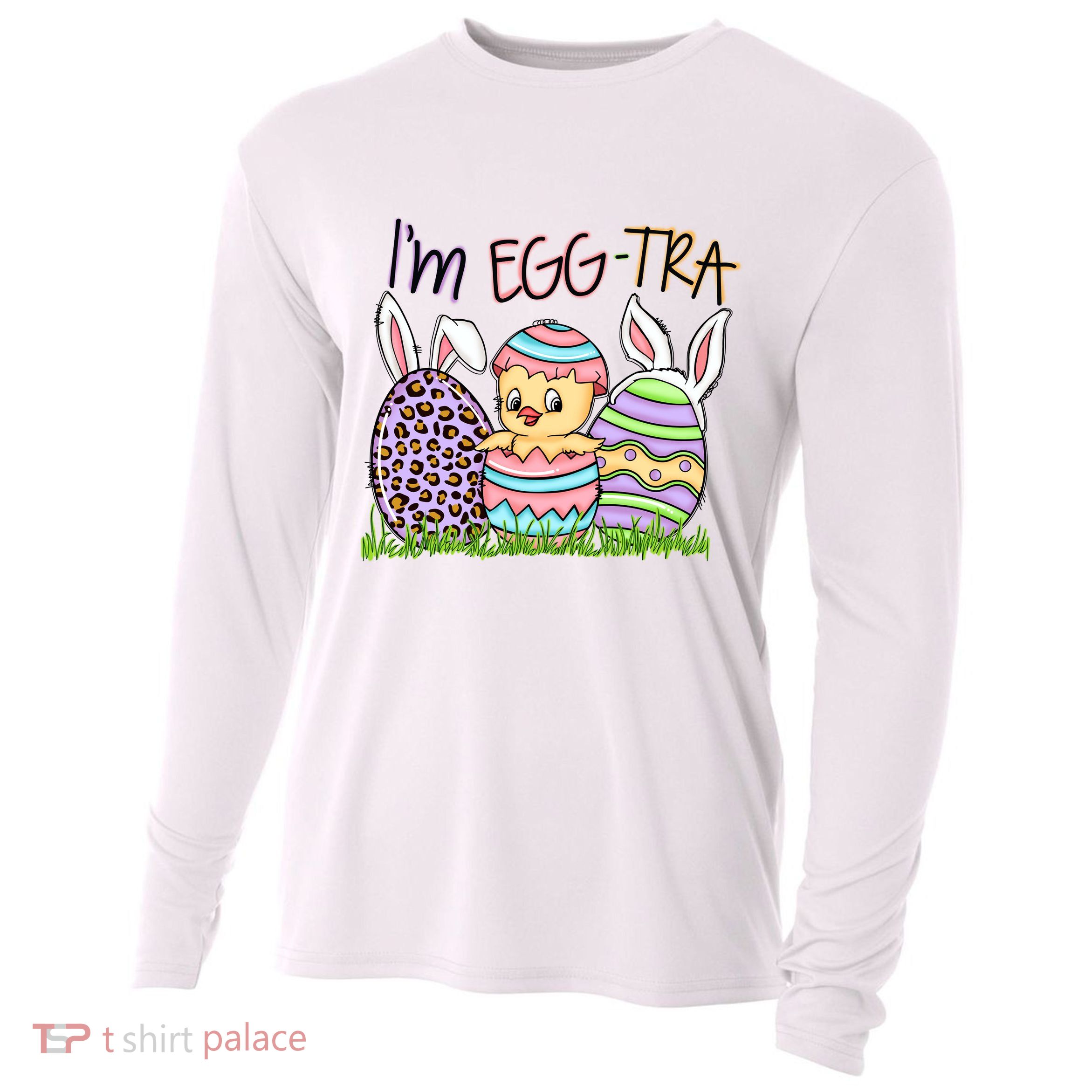 I’m A Little Eggstra Funny Easter Bunny Cute Easter Day Cooling Performance Long Sleeve Crew