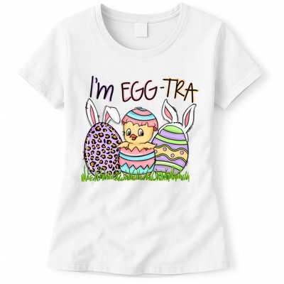 I’m A Little Eggstra Funny Easter Bunny Cute Easter Day Womens T-Shirt