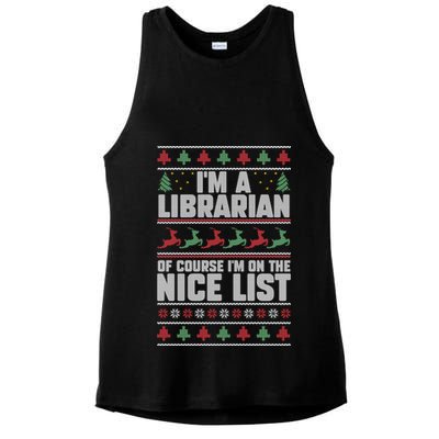 I'm A Librarian Of Course I'm On The Nice List Xmas Book Fan Gift Ladies PosiCharge Tri-Blend Wicking Tank